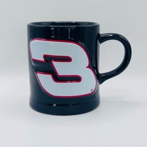 NASCAR Dale Earnhardt Black Ceramic Mug, 16oz. Raised #3 & Signature, EUC
